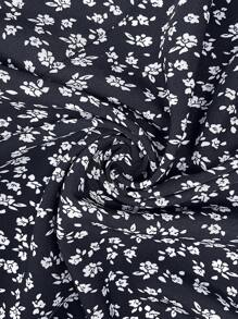 SHEIN Frenchy 大码女式休闲开衩裤，适合夏季度假 - 黑與白 - 查看 7