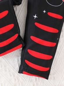 Baby Girls Can Wear Cute, Fun, Simple And Casual Red Background Black Polka Dot Ladybug Print Set In Spring And Summer - Multicolor - View 3