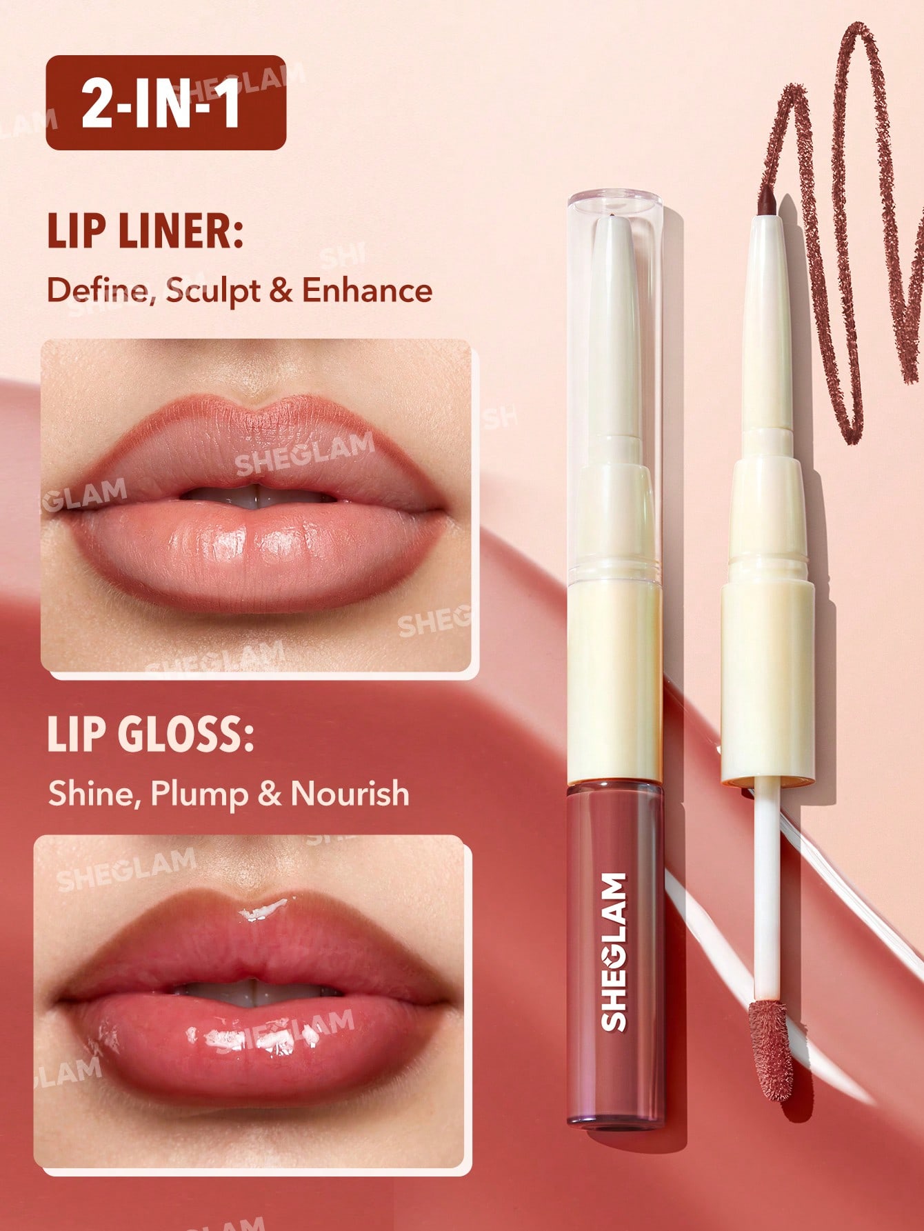 SHEGLAM قلم تحديد الشفاه واللمعان ليب رولز من بلاي...