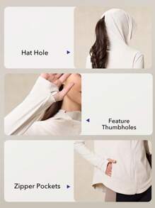OutZeal SunProof UPF50+ 女款凉爽防晒连帽夹克，带可拆卸帽檐 - 白色 - 查看 5