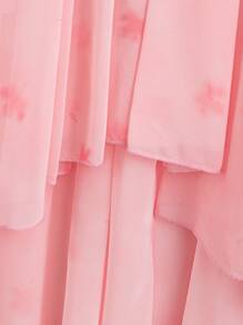 SHEIN Clasi Nueva llegada Falda asimétrica con estampado floral romántico de gasa rosa para mujeres