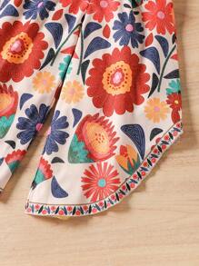 SHEIN Wildeya Kleine Mädchen 2-teiliges Set bestehend aus einfarbigem Top und Hose mit Blumenmuster für den Sommerurlaub