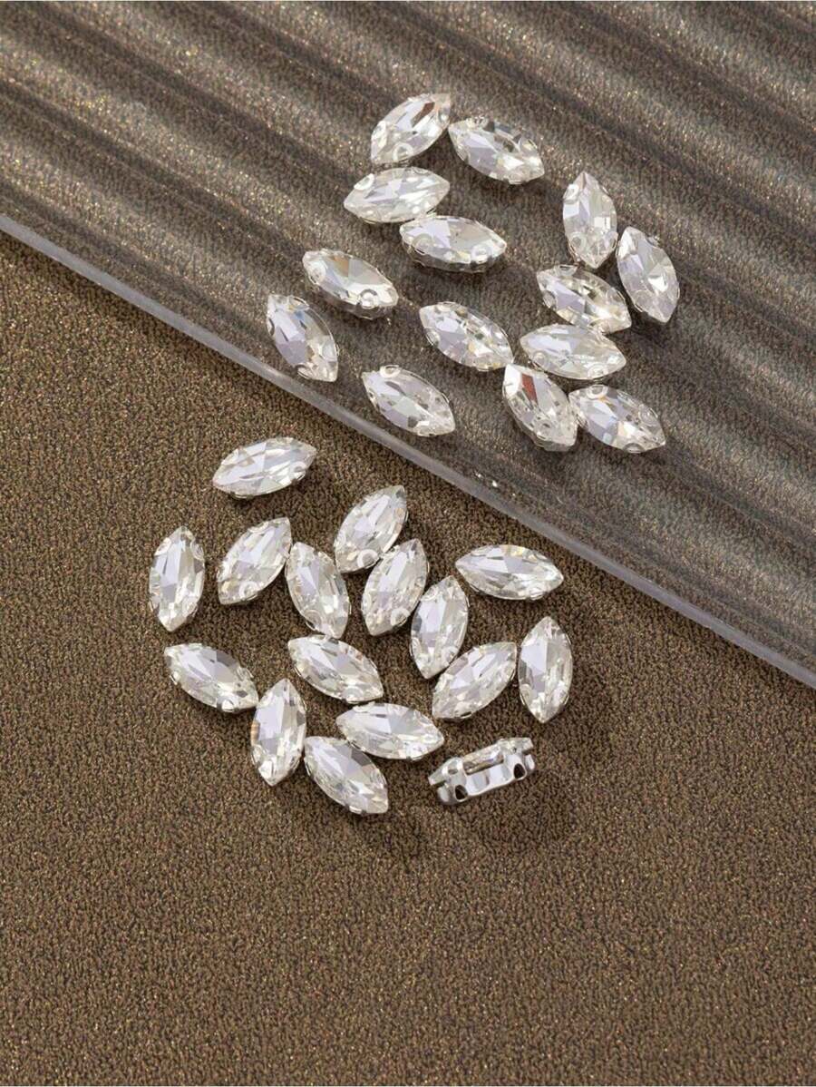 100 stk. 5x10 mm hesteøjeformede akrylperler, flerfarvede, til gør-det-selv-påsyning, klo, akryltilbehør, hobbyartikler - Hvid - Vis 1