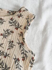 Vintaside Kids طقم كاجوال مكون من تي شيرت بدون أكمام رقبة دائرية تصميم مطبوع وشورت للأطفال الصغار من الجنسين