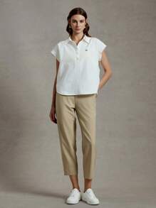 Briarwyn 女士休闲纯色梭织翻领无袖宽松衬衫夏季海滩毕业季优雅