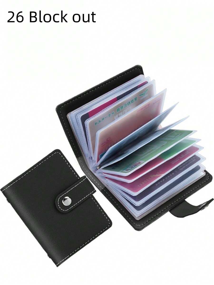 1 szt. Unisex Bank Card Bag z 24/26 plastikowymi wkładkami z guzikami, antykradzieżowa i antymagnetyczna torba do przechowywania certyfikatów bankowych, smukły portfel kieszonkowy, organizer na karty identyfikacyjne, wizytówki, łatwe sortowanie i oddzielanie różnych kart bankowych, karty VIP (dostępne w wielu kolorach), Boho Vibes - Czarne - Zobacz 1