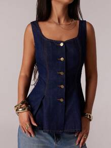 Avantive 春夏女士浪漫/舞会/正式/生日/90 年代/商务休闲/优雅/西部装/外出/时尚/休闲/Y2K/俱乐部/办公室/鸡尾酒会/复古/狂欢/有趣/优雅/老钱/街头服饰/度假/乡村音乐会/工作/端庄/春假/单身派对/音乐会/坏人/基本款/毕业牛仔露背上衣 - 藍色 - 查看 3