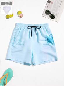 Surfspeed Men's Coconut Tree Printed Beach Casual Shorts - Blue - View 1