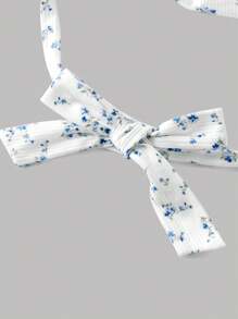 SHEIN Girlism Tween Girl 2 件套，休闲简约舒适褶皱腰挂脖背心 - 黑色 - 查看 3