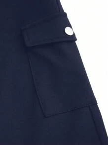 Calvaya 大码女式纯色口袋休闲紧身裤，百搭 - 寶藍色 - 查看 7