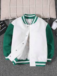 SHEIN Young Boy Casual, Comfortable, Stylish, Simple, Soft, Practical, Warm, Color-blocking Fleece Jacket With Playful Cartoon Print On The Back And 3d Color-blocking Feet Design, Suitable For Autumn And Winter - White - View 6