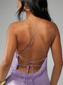MISSGUIDED Vestido mini de cuello halter con destellos de lentejuelas, para fiesta, cóctel, noche, con drapeado delantero, de silueta ajustada, para vacaciones, club, baile, con brillo glamoroso
