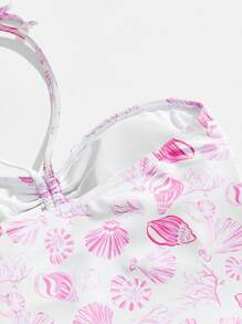 SHEIN MOD Women's Shell Print Beach Camisole & Bikini 2pcs Set - Baby Pink - View 5