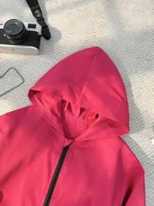 1pc Young Girl Red Jacket, Letter Print Stylish Outerwear, Suitable For Spring/Autumn - Red - View 6