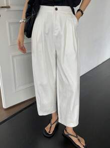 Dazy Petite Plus Loose Fit Casual White Harem Pants, All Season
