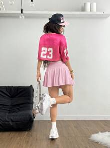 Coolane 女士纯色不对称腰带口袋短裙 - 淺粉色 - 查看 6