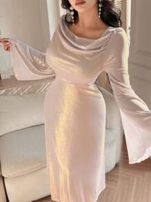 DAZY 秋季新款音乐节优雅中长连衣裙女士长袖连衣裙