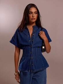 Avantive 春夏情人节/休闲/复古/音乐节/乡村音乐会/早午餐/返校节/复活节/宾客/下午茶/基础款/音乐会/毕业舞会/婚礼/锐舞节/正式场合/西部风/鸡尾酒会/夜店/春季/生日/可爱/优雅/外出/度假/办公室/机场/2000年代风格/街头风/无袖/A字裙/牛仔风/1960年代牛仔上衣 - 藍色 - 查看 5