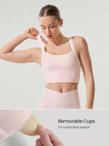 GLOWMODE FeatherFit™ Crossover Straps Curved Hem Sports Bra Tank Top Low Impact Yoga Daily