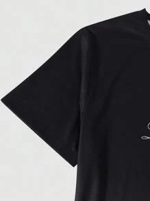 Manfinity Homme 2pc Set Plus Size Men's Summer Casual Ombre Letter Print T-Shirt And Shorts - Multicolor - View 4