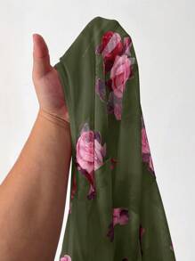 Calvaya 大码女式情人节花朵印花系带长袖修身休闲 T 恤