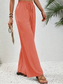 Breezaya 女士 7/9 长裤，纯色，时尚，适合夏季 - 珊瑚粉 - 查看 5