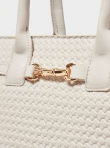 MOTF PREMIUM WOMEN'S METAL DECOR TOTE BAG - Beige - View 5