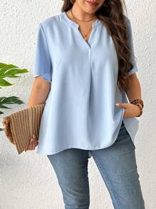 SHEIN Clasi Camicia da donna casual ed elegante con pieghe di taglie comode