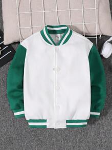 SHEIN Young Boy Casual, Comfortable, Stylish, Simple, Soft, Practical, Warm, Color-blocking Fleece Jacket With Playful Cartoon Print On The Back And 3d Color-blocking Feet Design, Suitable For Autumn And Winter - White - View 2