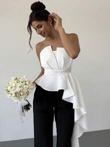 Firerie Nueva blusa versátil de verano informal con volantes en blanco para mujer, apta para atuendos de vacaciones, festivales, blusas elegantes, vestidos de invitada a una boda, ropa de iglesia