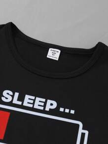 Set de 2 piezas Pantalones cortos a cuadros rojos y negros y conjunto de camiseta de manga corta negra casual para niño preadolescente - Multicolor - Ver 5