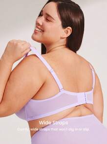 LUVLETTE 紫色无衬里半罩杯透气网眼透明透气基本款清爽舒适迷你文胸 - 紫丁香色 - 查看 5