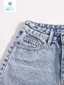 GlowEve Kvinnors lösa Casual Denimshorts med fickor i distressed Edge - Blå - Visa 7