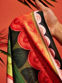 Slaydiva 大码女式无袖 V 领不对称下摆彩色几何印花细肩带连衣裙，休闲度假装 - 彩色 - 查看 3