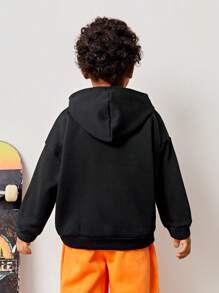 SHEIN Young Boys Car & Letter Graphic Hoodie