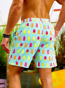 Manfinity Men's Ice Cream Printed Casual Beach Shorts - Multicolor - View 2