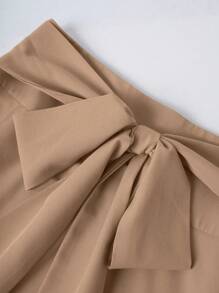 Franclia Women's Solid Color Ruched Waist Maxi Skirt, Elegant - Khaki - View 5