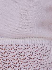 MUSERA Strapless Neckline Knit Cut Out Textured Strapless Bandeau Top Only For Spring Summer Vacation Cute Elegant Sweet Escape Beach Club Evening Party Elegant - White - View 6