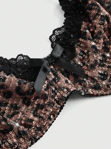 ROMWE Grunge Punk 深色朋克 Y2K 豹纹印花网眼珠饰钢圈内衣文胸