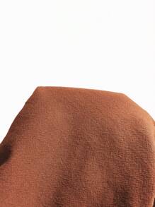 EMERY ROSE Asymmetrical Collar Solid Color Short Sleeve Casual Vacation Shirt - Brown - View 7