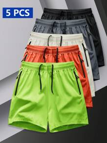 Manfinity Homme 5pcs/Set Men's Sports Casual Shorts, Spring/Summer - Multicolor - View 4