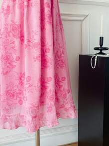 Comfortcana Abito elegante da donna a metà polpaccio con stampa floreale, estivo