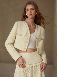 MOTF PREMIUM FLAP DETAIL BUTTON UP JACKET,VALENTINE'S DAY - Apricot - View 4