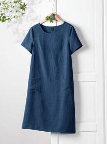 Rusticease Women's Casual Solid Color Short Sleeve Mini Dress For Summer,Summer Dresses For Women