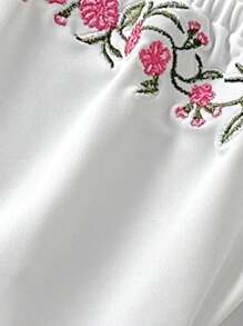 Swim Mod 2 Pieces Floral Embroidery Print Bikini Set For Summer Beach Vacation - White - View 6
