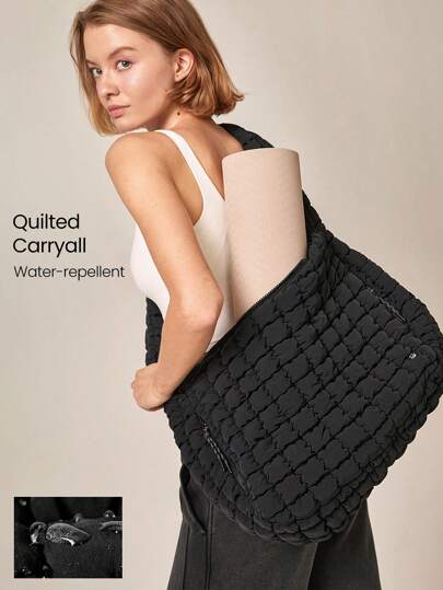 GLOWMODE Quilted Water-Resistant Carryall Shoulder Bag Fall Winter