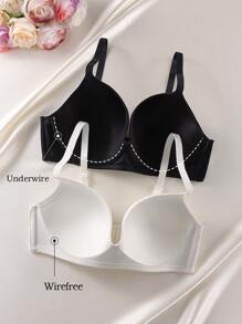 Ocili Leisure Plus Size 2 Pcs/Set Wirefree & Underwire Bra Set - Multicolor - View 2