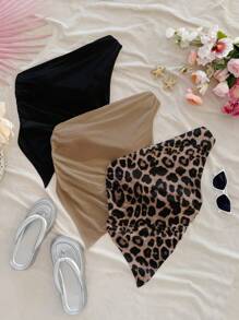 Soleia 女士时尚不对称下摆单肩上衣，夏季 - 彩色 - 查看 9