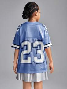 Coolane Kids Camiseta deportiva de manga corta con parche de malla para niñas preadolescentes en primavera/verano