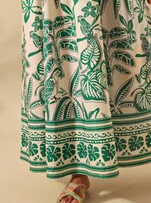 Breezaya Vestido de mujer de talla grande, elegante y casual, de estilo europeo y americano, con cuello en V y cruce en la cintura, falda ancha, adecuado para diversas ocasiones como salidas, citas, vacaciones, reuniones casuales, conmuta. Tela cómoda